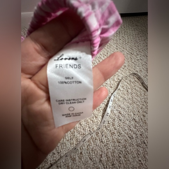 Lovers + Friends Pink Checkered Off-Shoulder Blouse size S - Picture 7 of 7